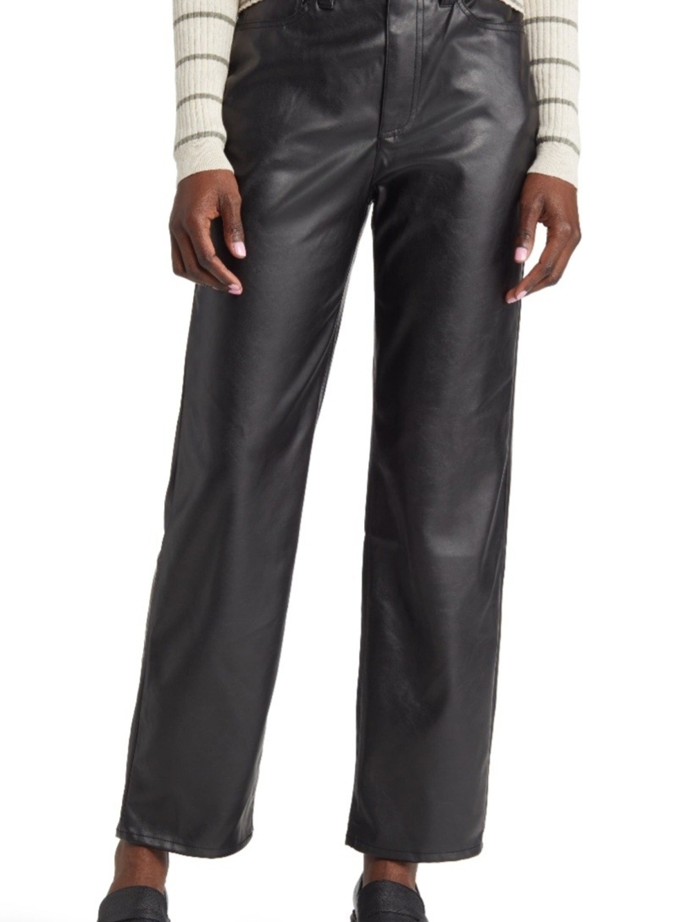 Black Jean -Faux Leather Wide Leg Pants